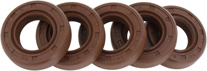 Partuto Universal Oil Seal TG4 Lip Seal Ring Rotary Shaft Seal 17x30x8mm High Pressure FKM Rubber Brown 5 Pcs - Image 1